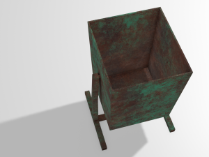 old rusty trash can low-poly pbr model 3D Model