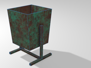 old rusty trash can low-poly pbr model 3D Model