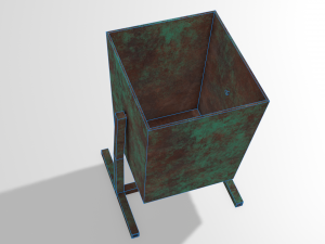 old rusty trash can low-poly pbr model 3D Model
