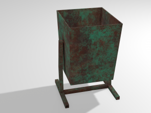 old rusty trash can low-poly pbr model 3D Model