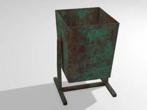 old rusty trash can low-poly pbr model 3D Model