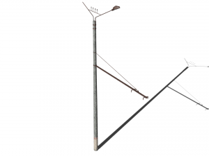 old rusty trolleybus power line low-poly pbr model Modèle 3D