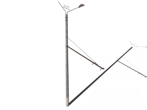 old rusty trolleybus power line low-poly pbr model 3D Model