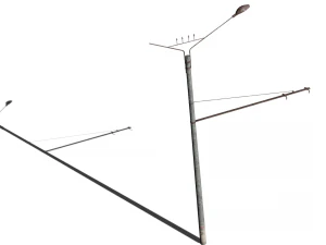 old rusty trolleybus power line low-poly pbr model 3D Model