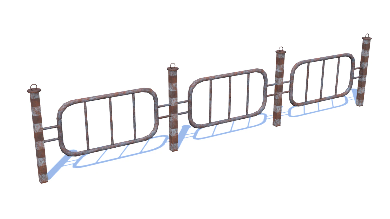 old rusty fence low-poly pbr model 3D Model .c4d .max .obj .3ds .fbx .stl .blend