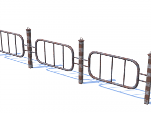 old rusty fence low-poly pbr model Modello 3D