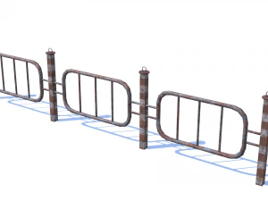 old rusty fence low-poly pbr model 3D Model