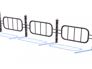 old rusty fence low-poly pbr model Modello 3D