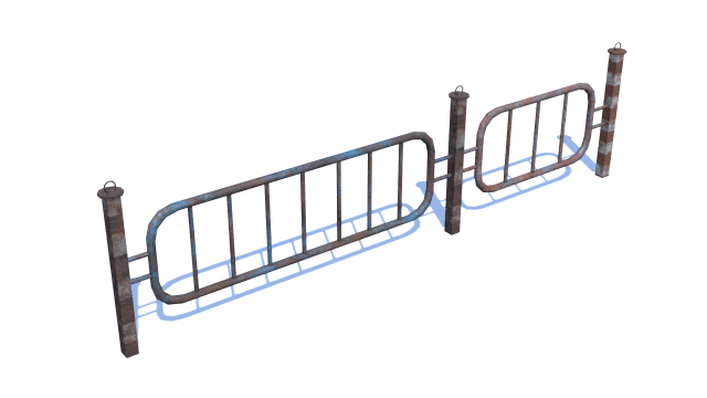 old rusty fence low-poly pbr model 3D Model .c4d .max .obj .3ds .fbx .stl .blend 