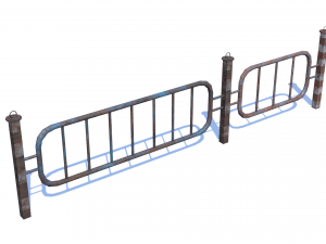 old rusty fence low-poly pbr model Modèle 3D