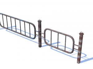 old rusty fence low-poly pbr model 3D Model
