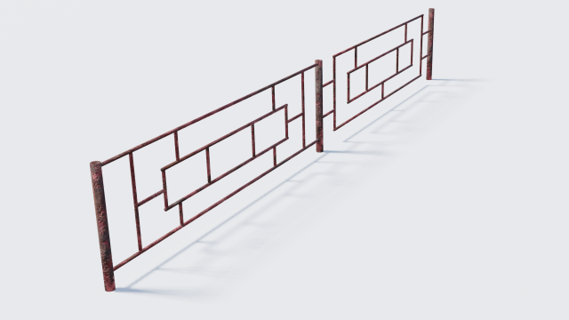 old rusty fence low-poly pbr model 3Dモデル .c4d .max .obj .3ds .fbx .stl .blend 