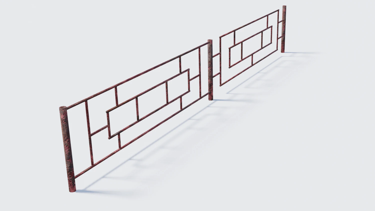old rusty fence low-poly pbr model 3D Model .c4d .max .obj .3ds .fbx .stl .blend