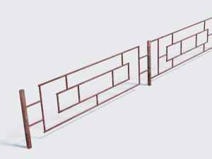 old rusty fence low-poly pbr model 3Dモデル