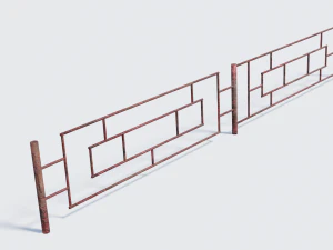 old rusty fence low-poly pbr model 3D Model