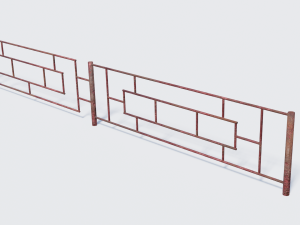 old rusty fence low-poly pbr model 3Dモデル