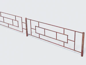 old rusty fence low-poly pbr model 3D Model
