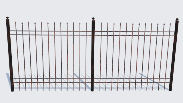 old rusty fence low-poly pbr model 3D Model .c4d .max .obj .3ds .fbx .stl .blend 