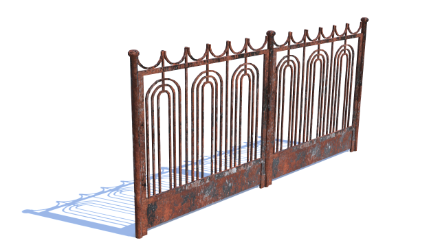 old rusty fence low-poly pbr model 3D-Modell .c4d .max .obj .3ds .fbx .stl .blend 