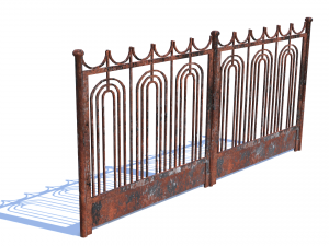 old rusty fence low-poly pbr model 3D Model