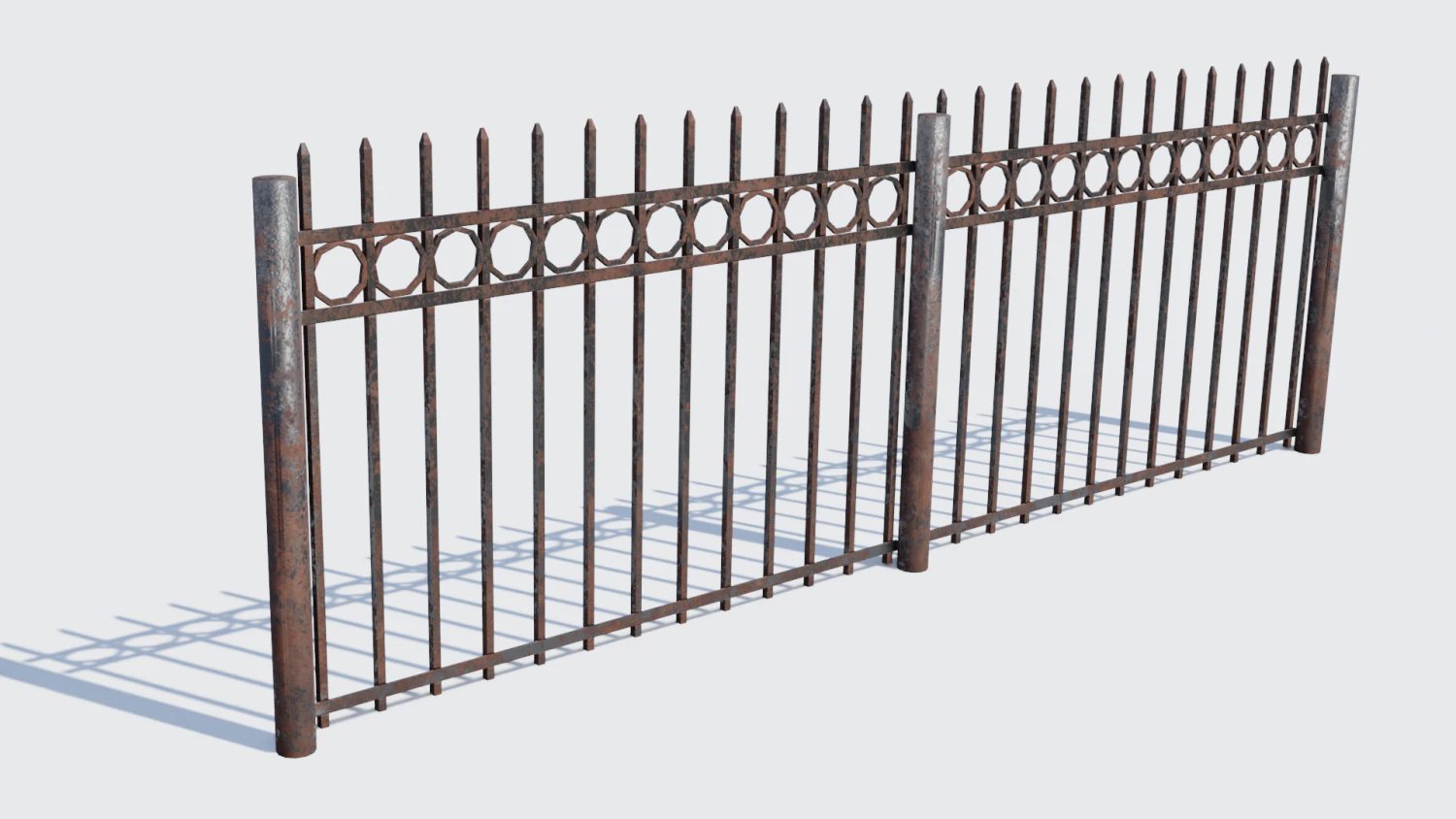 old rusty fence low-poly pbr model 3D Model .c4d .max .obj .3ds .fbx .stl .blend 