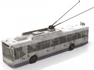 old rusty trolleybus low-poly pbr model Modèle 3D