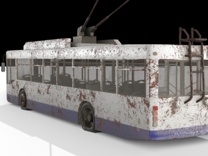 old rusty trolleybus low-poly pbr model Modelo 3D