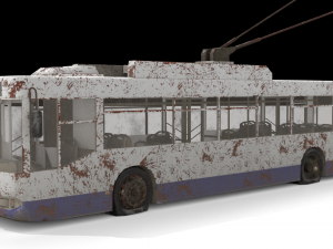 old rusty trolleybus low-poly pbr model Modelo 3D