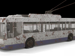 old rusty trolleybus low-poly pbr model 3D Model