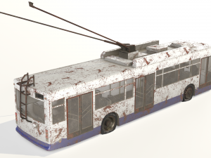 old rusty trolleybus low-poly pbr model Modelo 3D
