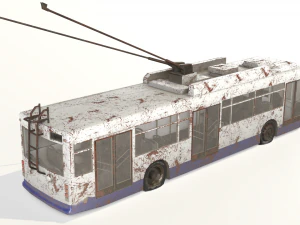 old rusty trolleybus low-poly pbr model 3D Model