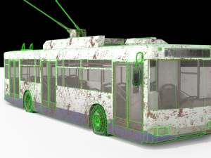 old rusty trolleybus low-poly pbr model Modelo 3D