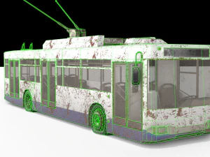 old rusty trolleybus low-poly pbr model 3D Model