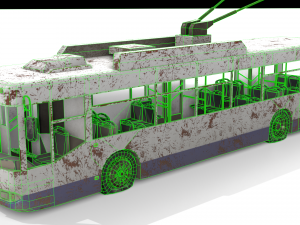 old rusty trolleybus low-poly pbr model Modelo 3D