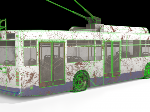 old rusty trolleybus low-poly pbr model Modelo 3D