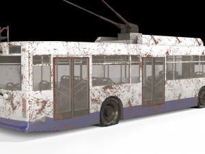 old rusty trolleybus low-poly pbr model Modelo 3D