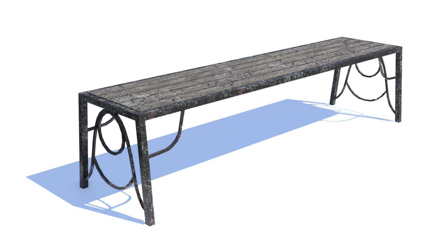 old rusty bench low-poly pbr model 3D Model .c4d .max .obj .3ds .fbx .stl .blend