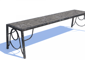 old rusty bench low-poly pbr model Modèle 3D