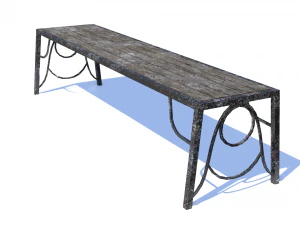 old rusty bench low-poly pbr model 3D Model