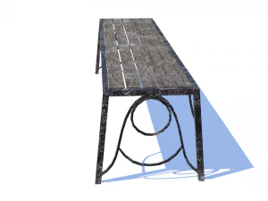 old rusty bench low-poly pbr model 3D Model