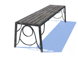 old rusty bench low-poly pbr model 3D Model