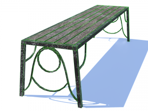 old rusty bench low-poly pbr model 3D 모델