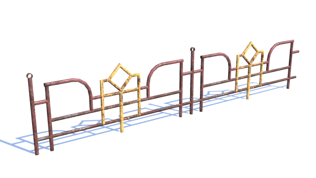 old rusty fence low-poly pbr model Model 3D .c4d .max .obj .3ds .fbx .stl .blend 