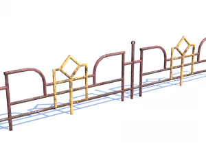 old rusty fence low-poly pbr model 3D Model