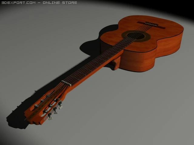 acoustical classic guitar 3D Model .c4d .max .obj .3ds .fbx .stl .blend 