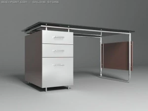 玻璃书桌 3D 模型