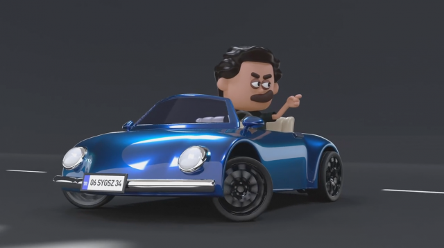 3d simple cartoon car rigshaded and render scene included model Modelo 3D .c4d .max .obj .3ds .fbx .stl .blend 