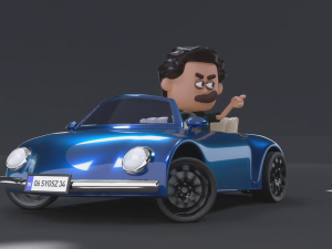 3d simple cartoon car rigshaded and render scene included model Modèle 3D