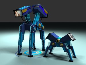 two robots dad and son Model 3D