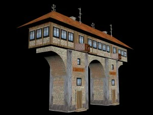 vecchia casa con arco modello low poly Modello 3D